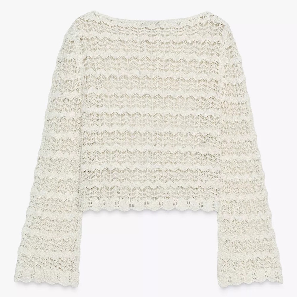 Zara Ivory Crochet Knit Top
POINTELLE KNIT SWEATER - Picture 5 of 8